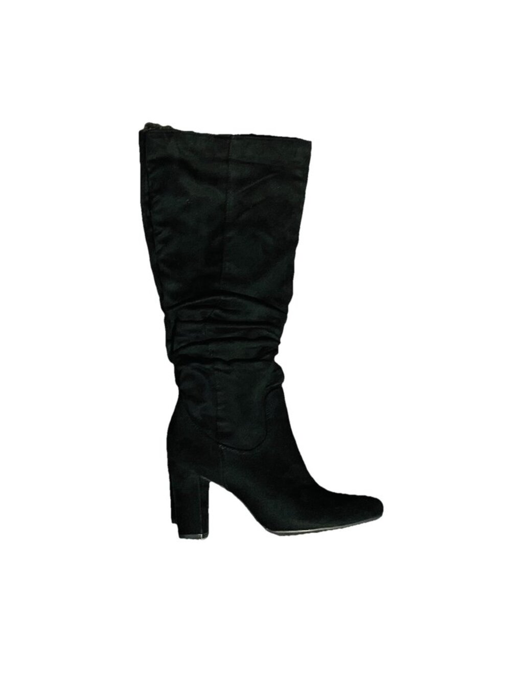 Y-not? Shoes Womens Size 8 Black Tall Boots Heeled Faux Suede Compassion Zip